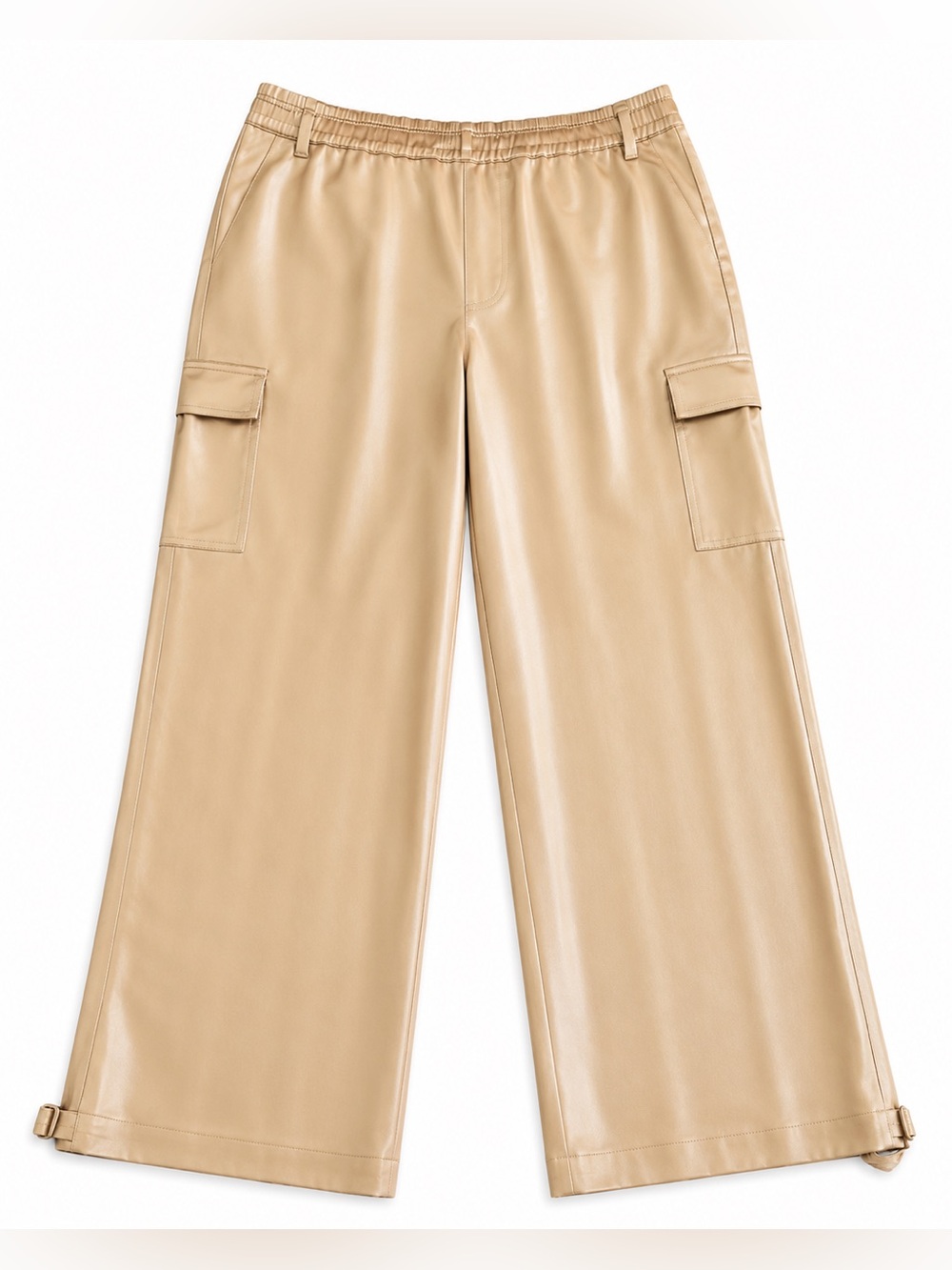 NWT Intempo Satin Cargo Pants 14 Champagne Wide Leg Drawstring Hem Y2K